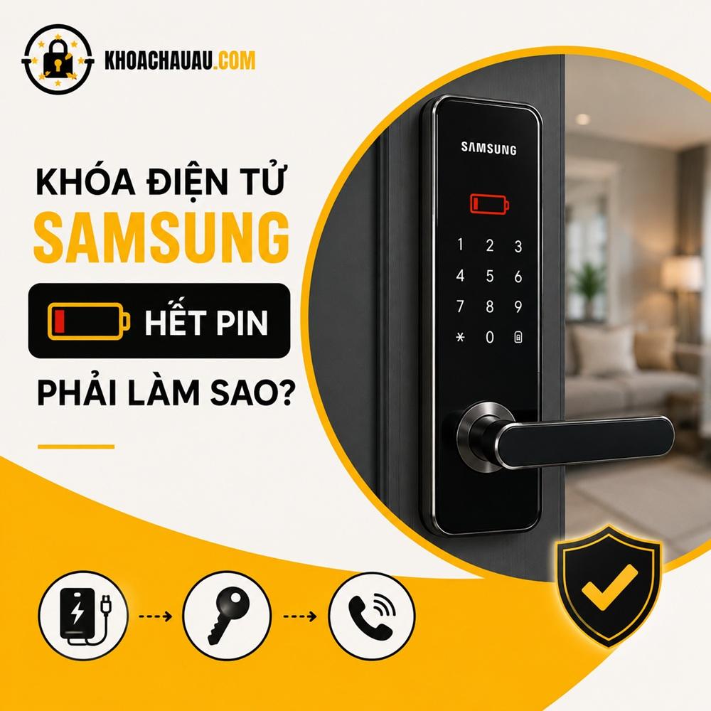 Khóa Điện Tử Samsung Hết Pin Phải Làm Sao?